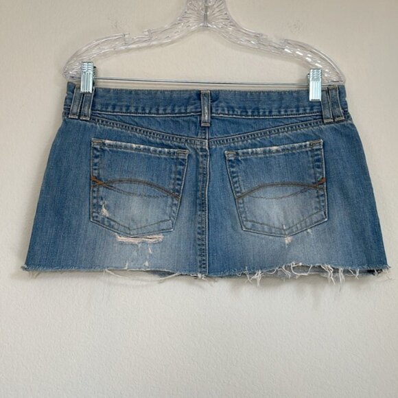 Abercrombie & Fitch Vintage Y2K 2000’s Low Rise Mini Denim Jean Skirt Size 8 - Picture 2 of 5